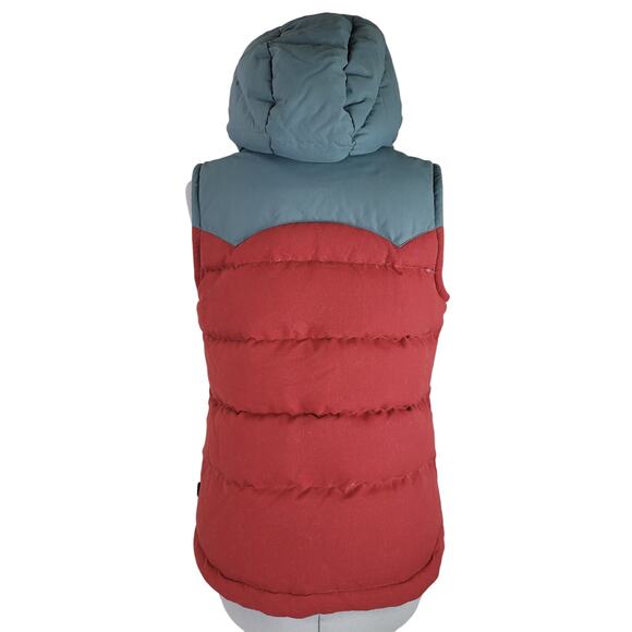Patagonia Bivy Down Hooded Vest Red Khaki Women's Size M - Picture 4 of 10